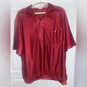 Haband Mens Short Sleeve Pullover Burgundy Shirt, Size‎ XL